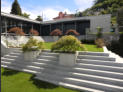 natural stone steps with planters